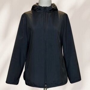 Vintage GAP Women’s Front Zip Rain Jacket with Adjustable Hood Black Size Small